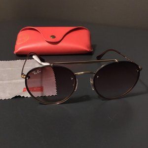 Ray-Ban Round Double Bridge Blaze Sunglasses, burgundy to clear gradient